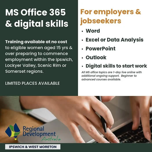 Free MS Office 365 Training Available Across Ipswich & West Moreton